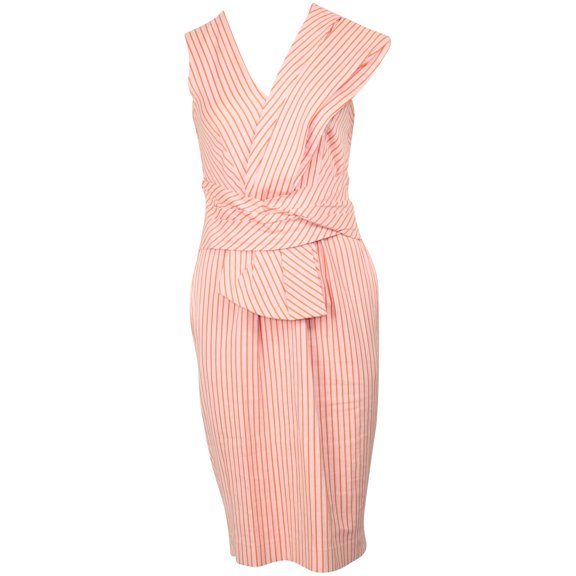 Pre-Owned Sportmax Stripe Print Dress in Orange Cotton