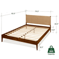 thumbnail image 5 of Selena 43" King Bed Frame, Handcrafted Paper Cord Headboard, Mid-Century, Solid Wood, Choco, 5 of 16