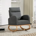 thumbnail image 2 of Rocking Chair Nursery Glider Chair, Upholstered Rocking Chair for Nursery with Rubber Wood Legs, Comfy High Backrest, Side Pockets, Armchair for Living Room, Bedroom, 2 of 9