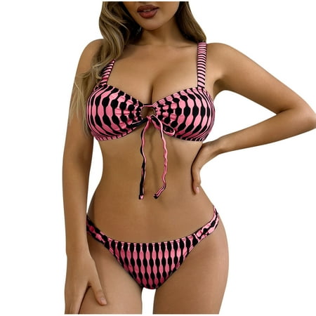 MIUOWANP Summer Women s High Waist Bikini Set 2-piece Women s Thong Bikini Set