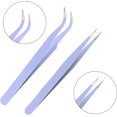 thumbnail image 3 of 2 Pcs Pinces à Cils (Violet), Pinces Russes Volume, Pinces à Extension de Cils en Acier Inoxydable Pointe Droite et Courbée Pinces à Cils, 3 of 5