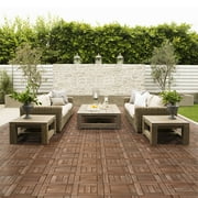 Yaheetech 12 x 12 in 27pcs Acacia Wood Floor Tiles Interlocking Flooring Tiles Patio Pavers Composite Decking for Outdoor & Indoor, Brown