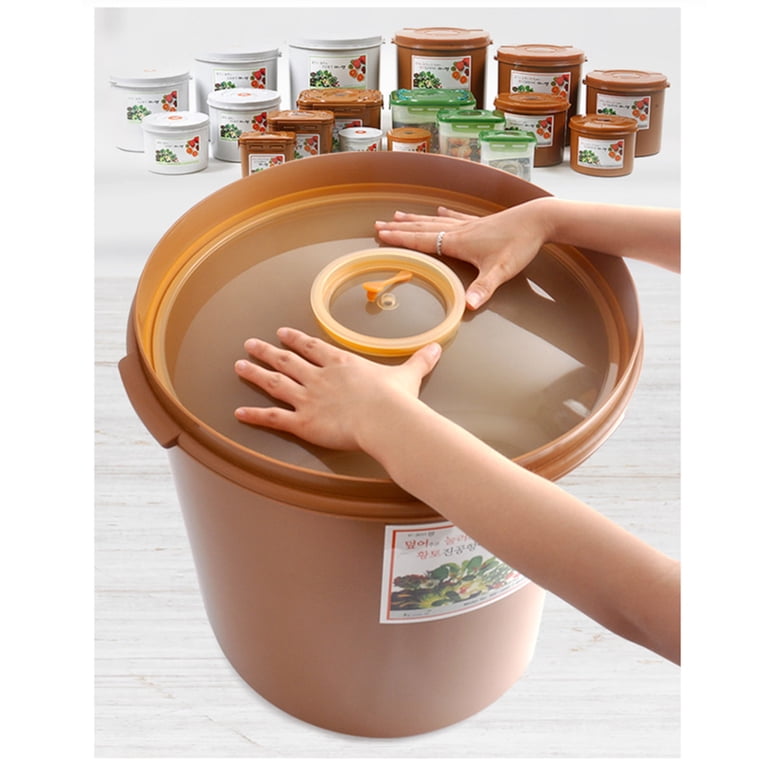 E-jen Premium Kimchi, Sauerkraut Probiotic Fermentation Container with Inner Vacuum Lid Round (1.3 gal/ 5L), Size: Product Dimensions: 8.5 x 6.5
