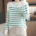 thumbnail image 4 of Rutainlusire Womens Trendy Striped Comfy Loose Sweaters Women's Striped Long Sleeve Blouses Round Neck Casual Fashionable Sweater, 4 of 6