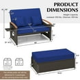 thumbnail image 3 of Costway Patio Rattan Daybed Set with Cushioned Loveseat & Storage Ottoman for Porch Navy, 3 of 10