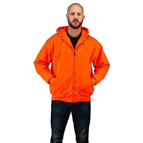 TrailCrest Orange Safety Full Zip High Visibility Thick Fleece Hooded Sweatshirt Hunting