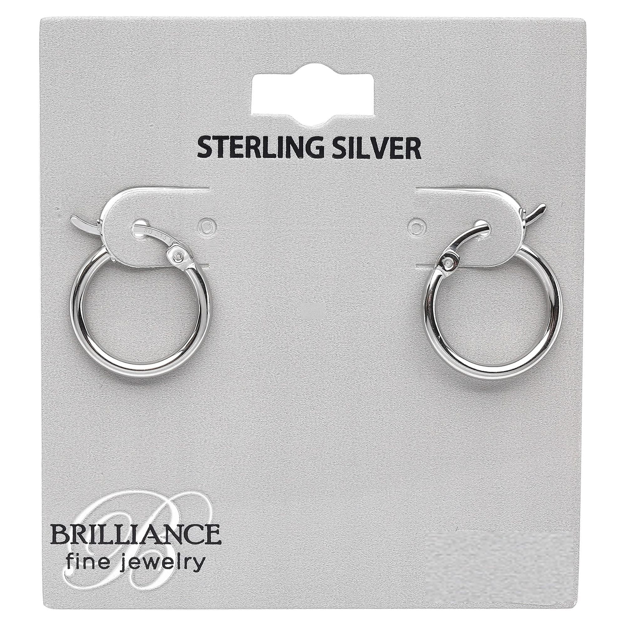 Brilliance Fine Jewelry Click Top Hoop Earrings in Sterling Silver 15MM