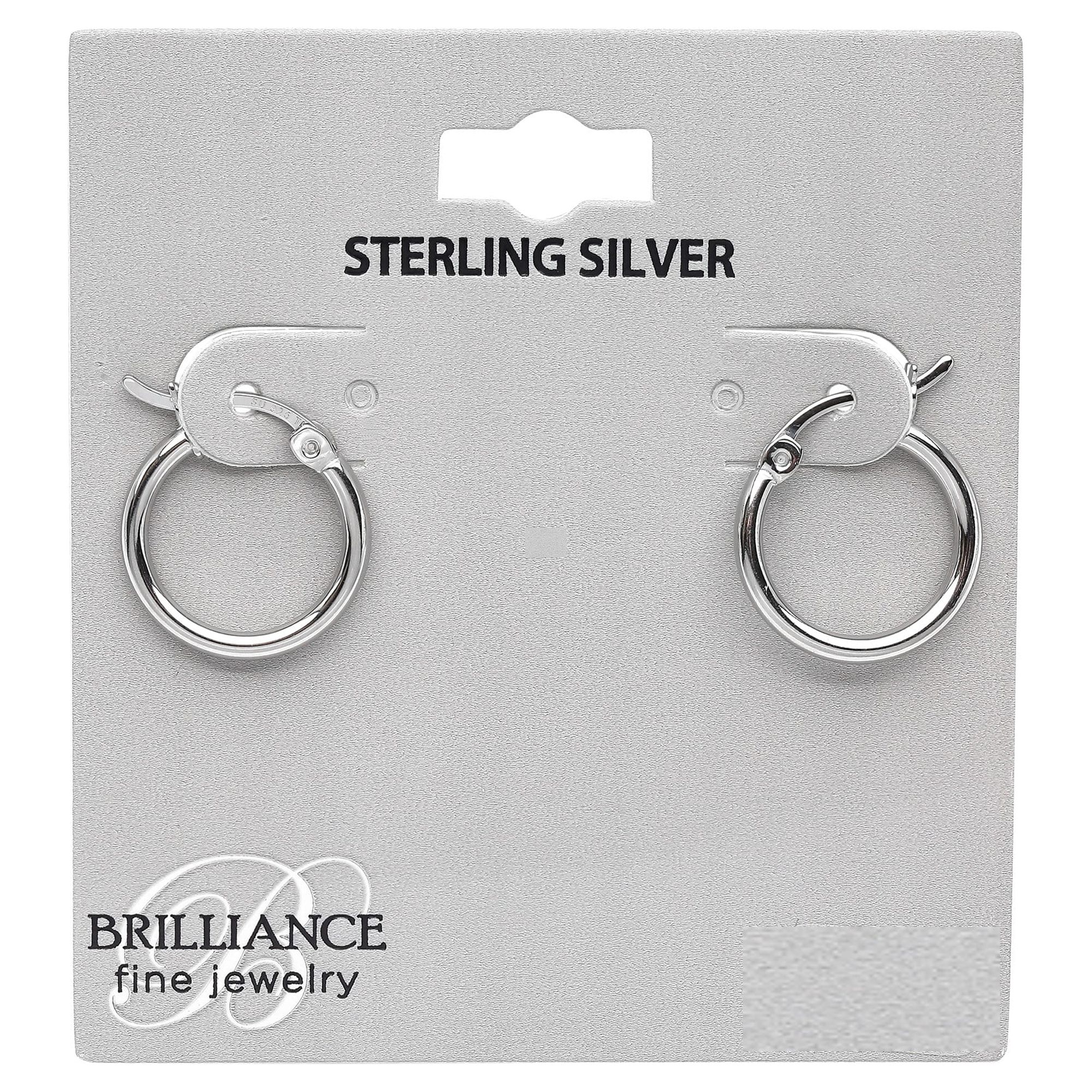 Brilliance Fine Jewelry Click Top Hoop Earrings in Sterling Silver 15MM - image 3 of 5