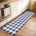 thumbnail image 3 of 2x6 Washable Runner Rug, Vintage Navy Non-Slip Hallway Runner for Entryway Kitchen Bedroom, Blue Buffalo Checked Plaid Indoor Carpet Runner Floor Mat, 3 of 9