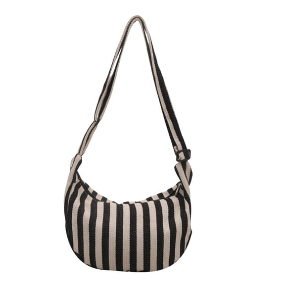 Women's Canvas Crossbody Bag with Stripes Spacious Designs Shoulder Bags Satchel Purse for Office Shopping and Travel