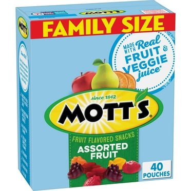 Mott's Fruit Flavored Snacks, AIF4 Assorted Fruit, Pouches, 0.8 oz, 40 ct