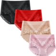 thumbnail image 2 of SDNall Large Size Panties for Women 4Pc Fashion Print Briefs Comfortable Cotton High Waist Women Sexy Underwear, 2 of 7
