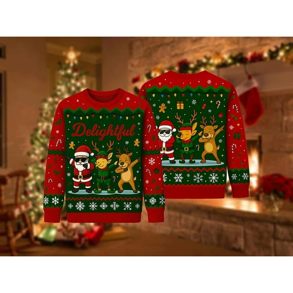 Ugly Christmas Sweater Funny Dab, Santa Elf Reindeer Xmas Sweatshirt, Holiday Party Outfit, Novelty Winter Gift Pullover
