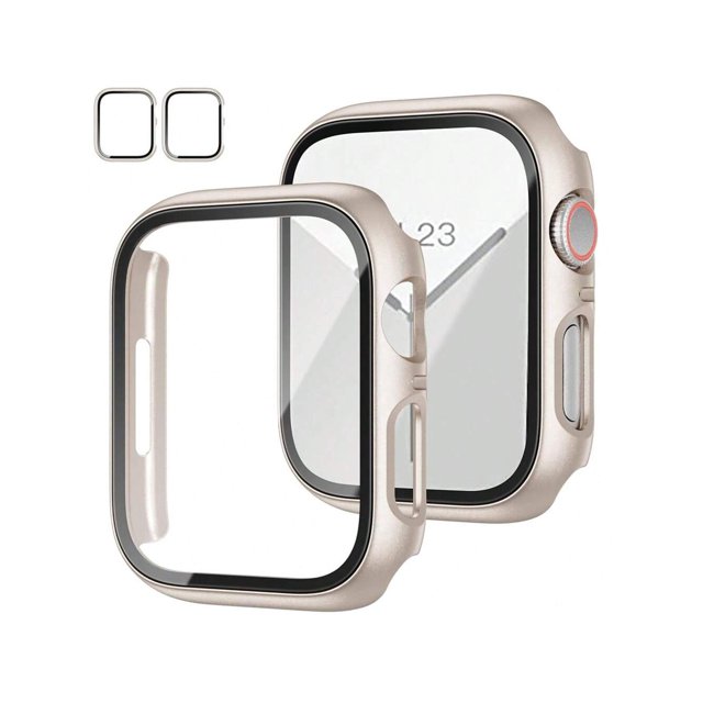 2pcs/Set Simple & Fashionable Pc Case With Screen Protector Compatible With Apple Watch Series Ultra Se/9/8/7/6/5/4/3/2/1 38mm - 49mm, Scratch-Proof, Waterproof & Shockproof Protective Case For Men An