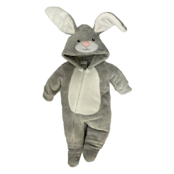 Mameluco con Gorro Bordado Kiss Conejo Gris Baby Kisses Mameluco1356