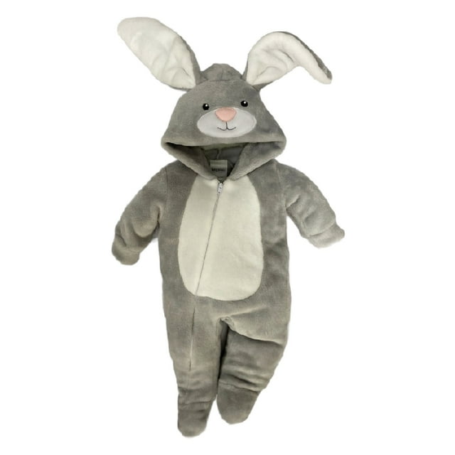 Mameluco con Gorro Bordado Kiss Conejo Gris Baby Kisses Mameluco1356