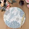 thumbnail image 3 of Blue Beige Coastal Round 13 Inch Placemats Set of 4, Summer Lobster Coral Nautical HeatResistant Non Slip Place Mats for Dining Table, Wipeable Braided Kitchen Table Mats for Housewarming, 3 of 9