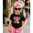 thumbnail image 4 of Cute Highland Cow Valentine's Day Shirt for Kids Hearts and Candy Tee for Girls Black Shirt 18 Months, 4 of 5
