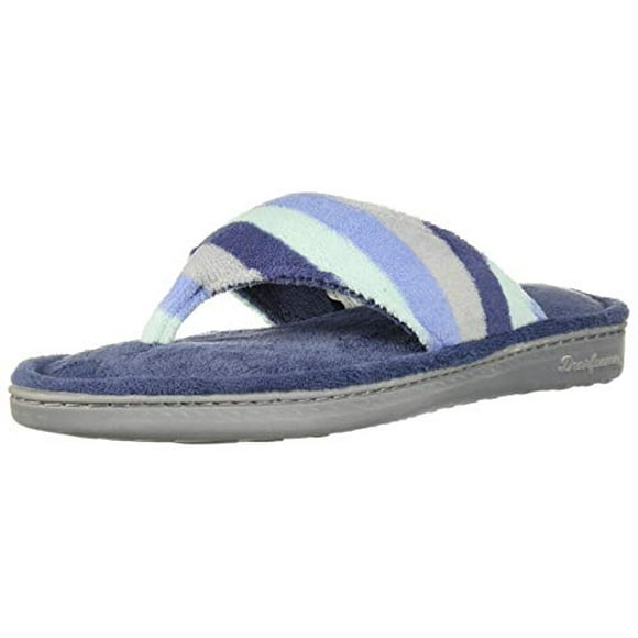 Dearfoams womens Thong Slipper, Blue Multi, Large US