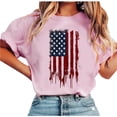 thumbnail image 5 of Sexlip Womens Swimsuit Set Distressed Flag Print Cover Up Design Crew Neck Short Sleeve Casual Silhouette Breathable Fabric for Pool Parties Pink XL, 5 of 5