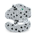 thumbnail image 2 of Bling Jewelry Womens Green Eye Cubic Zirconia Cocktail Statement Ring Silver-Plated Panther Design, 2 of 5