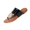 thumbnail image 2 of Fankiway Women's Flip Flops Oversized Metal Buckle Flat Sandals Non-Slip Comfortable Beach Slippers Plus Size Summer Black 8.5, 2 of 9