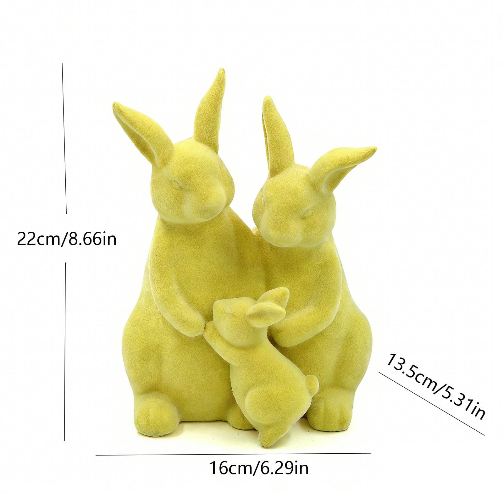 AZXY Minimalist Flocked Velveteen Easter Bunny Figurine, Blue and Yellow Spring Home Tabletop Decor, Festive Holiday Decoration