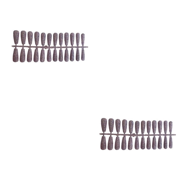 Qarigey 24 piezas de polvo brillante para uñas postizas, prensa extra larga en estilo ataúd, puntas de uñas con purpurina artificial para el salón Type2 NO2 Qarigey CBP449606