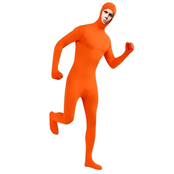 AURORADY Orange Adult Full Body Suit Costume, Bodysuit for Women and Men, Widened Crotch & Zipper Extension Design, Stretchy Spandex Halloween Cosplay Jumpsuit
