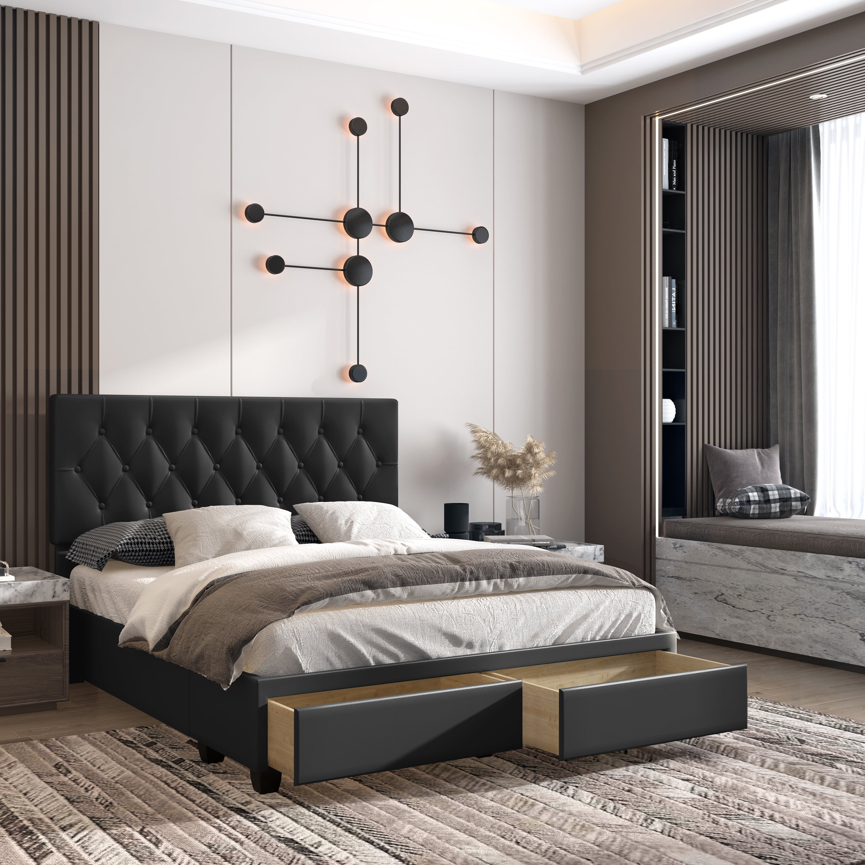 Boyd Sleep Verona Faux Leather Upholstered Tufted Platform Storage Bed ...