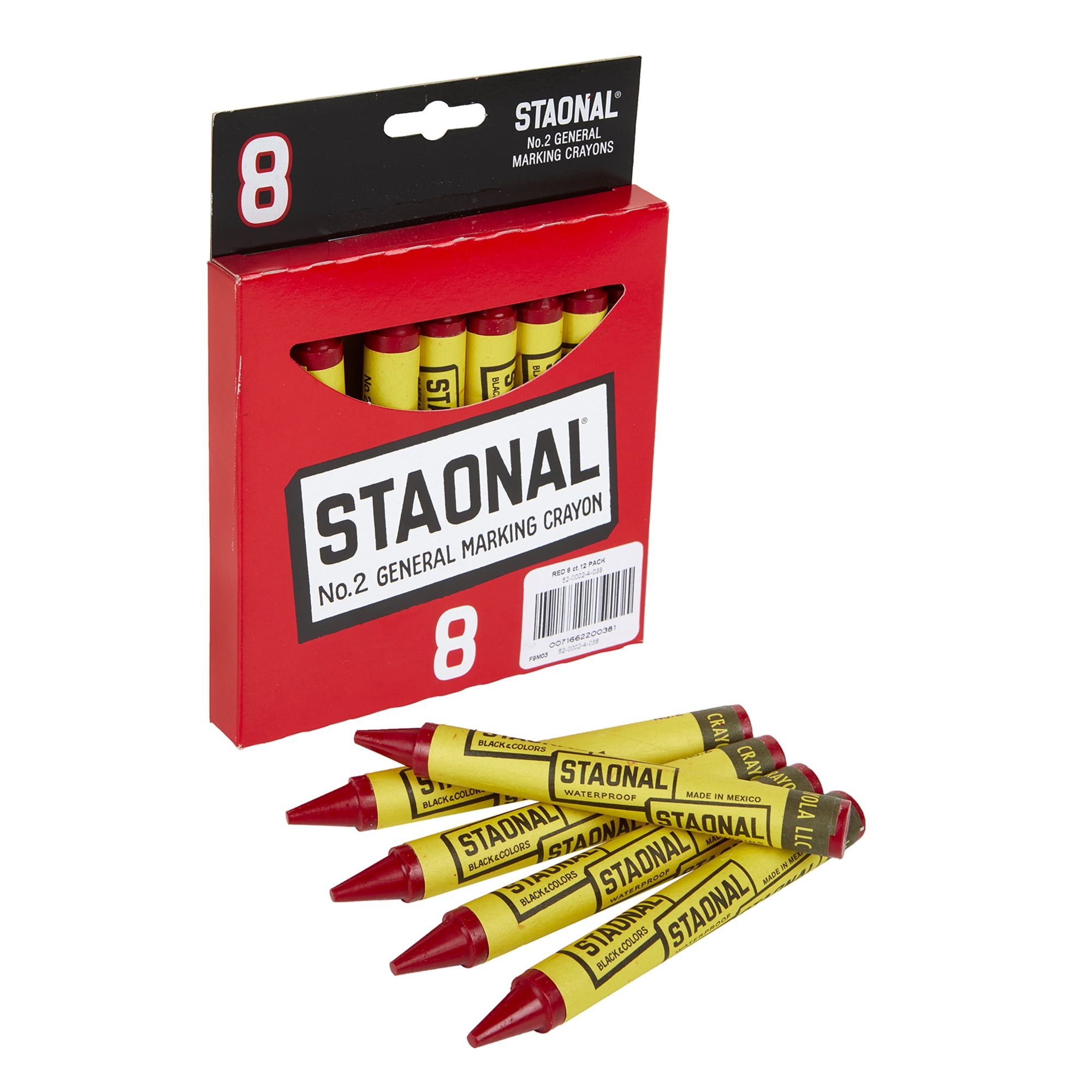 Crayola Staonal Marking Crayons, Red, 8 Per Pack, 6 Packs