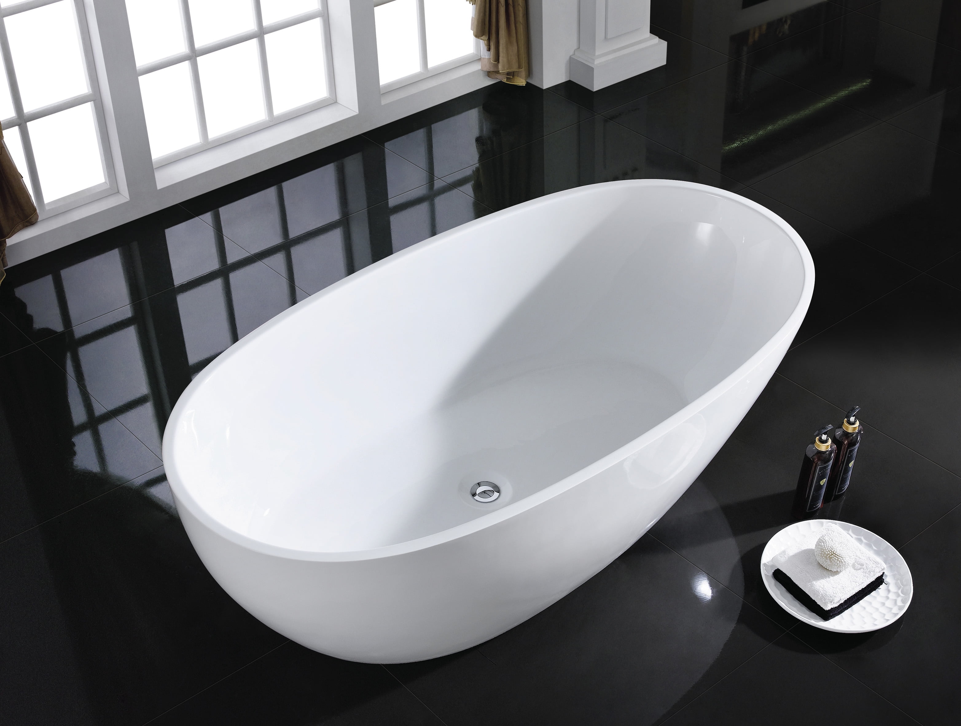 A&E Bath Charlotte White Freestanding Bathtub, 66.5" x 33.5" x 21.5"