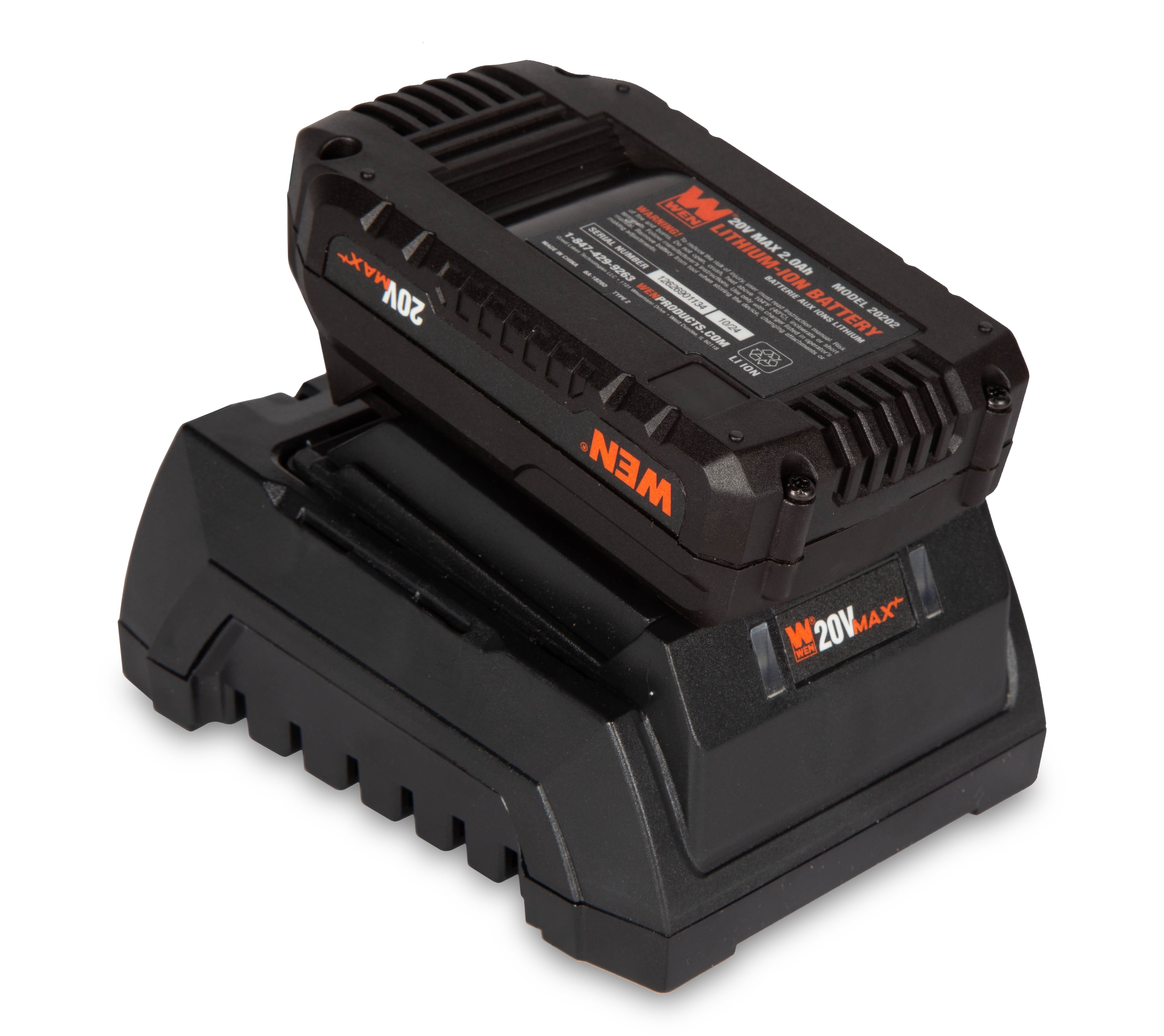 WEN 20V Max Brushless Cordless Compact 1/2-Inch Impact Wrench with SmartStop, 2.0 Ah Lithium-Ion Battery and Charger (20108)