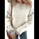 thumbnail image 3 of Suéteres para Mujer, Cuello Redondo Liso, Corte Holgado, Larga, Punto en Contraste, Jersey, Tops XXL, 3 of 9
