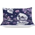 thumbnail image 3 of HAHDAXIA Gothic Skull Bedding Solid Comforter Set for All Seasons,3 Pieces(1 Comforter+2 Pillowcases),Soft Microfiber Bedding Set Queen(90"x90"), 3 of 7