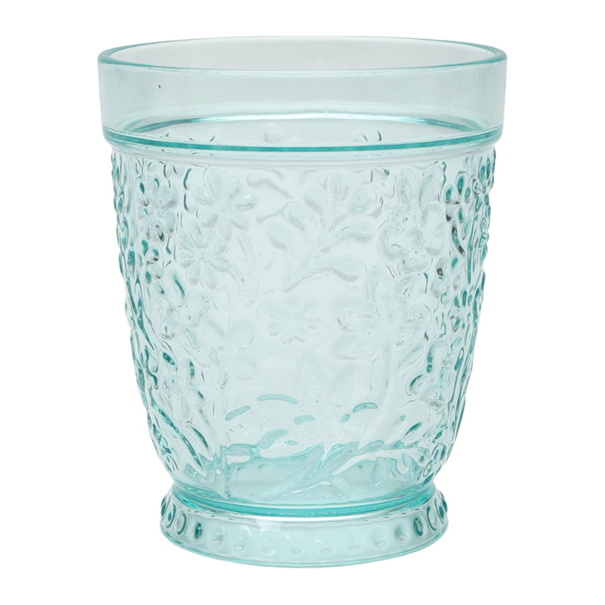 (2 pack) The Pioneer Woman 16-Ounce Embossed Tritan Plastic Ditsy Tumbler, Teal