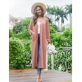 thumbnail image 5 of Ekouaer Women Kimono Robes Full Length Knit Bathrobe Lightweight Soft Sleepwear V-neck Casual Ladies Loungewear, 5 of 7