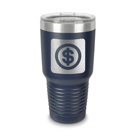 

Cashier Tumbler 30 oz - Laser Engraved w/ Clear Lid - Stainless Steel - Vacuum Insulated - Double Walled - Travel Mug - icon symbol v1 - Navy