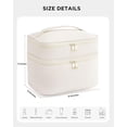 thumbnail image 4 of Double Layer Travel Makeup Bag Portable Cute Leather Cosmetic Bag Large Make Up Bag Makeup Case Organizer Toiletry Bag for Women Girls with Handle and Removable Divider(Beige), 4 of 4