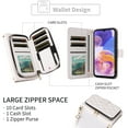 thumbnail image 4 of Dswteny Argyle Wallet Case for Samsung Galaxy A72 5G/4G with Wrist Strap Shoulder Strap, Zipper Purse PU Leather Flip Credit Card Holder Stand Cell Phone Cover for A 72 G5 72A S72 Women Girls White, 4 of 7