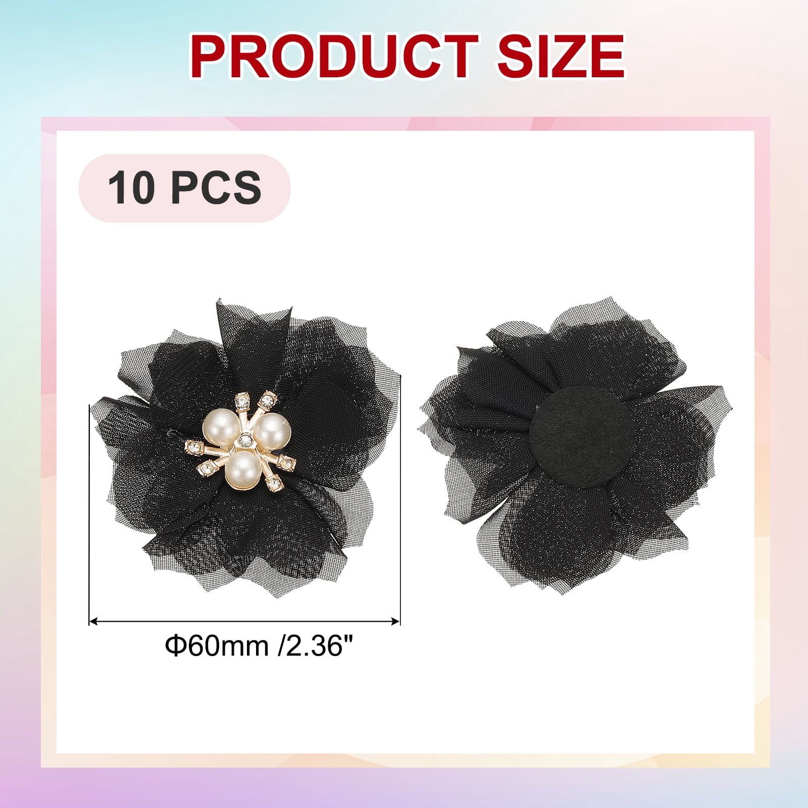Unique Bargains Chiffon Flower Appliques for DIY Craft Clothing Wedding Black