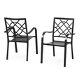 thumbnail image 5 of SUNCROWN Patio Metal Outdoor Dining Stackable Wrought Iron Porch Chair Set of 2, Black, 5 of 6