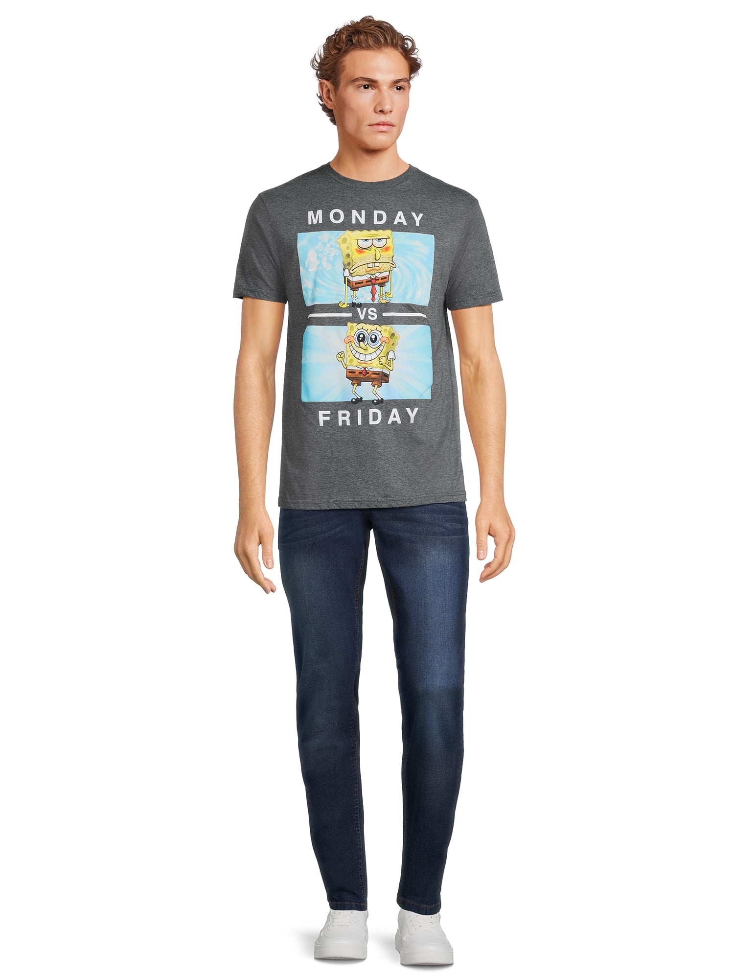 SpongeBob SquarePants Men's and Big Men's Monday vs Friday Graphic Tee, S-3XL
