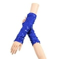 thumbnail image 1 of GDREDA Chauffe-Bras Scintillant Sans Doigts à Manches Longues à Motif d'Écailles Pailleté pour Tenue de Fête Mode Bleu, Taille Unique, 1 of 4