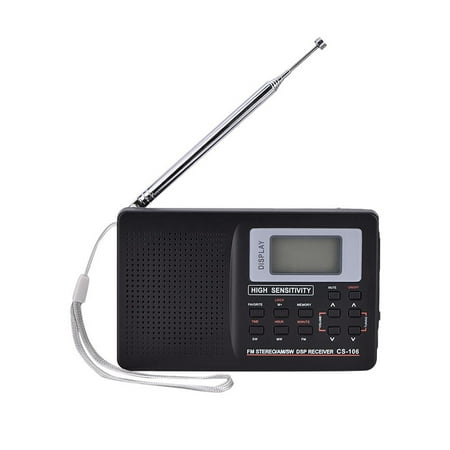 Portable Digital AM FM Stereo Radio FM/AM/SW/LW/TV Sound Digital Tuning Full-Band Radio Receiver with Alarm Clock, Radio AM FM Portable Radio SW Petite with Mute State/Frequency Lock (Step Value 10k)