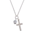 thumbnail image 2 of Delight Jewelry Silvertone Survivor with Pink Ribbon on White Spinners I Set You Apart Engraved Cross Zoey Necklace, 28", 2 of 4