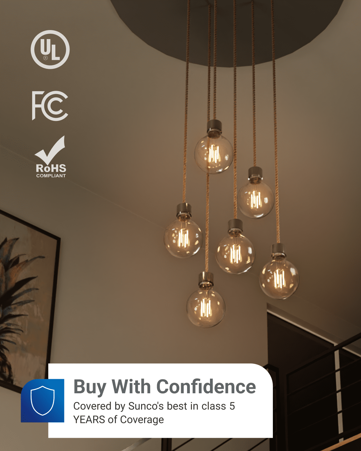 Sunco 6 Pack G25 Globe Light Bulbs LED Edison Vanity Light Bulbs, CRI90 3000K Warm White, Dimmable, 5W=60W, Clear Vintage Filament Globe, 500 Lumens, E26 Base Indoor Outdoor Clear UL.