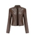thumbnail image 1 of Chaquetas para mujer Slim Leather Stand Collar Zip Motocicleta Traje Cinturón Abrigo Chaqueta Tops Odeerbi ODB-3, 1 of 6