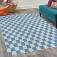 thumbnail image 2 of Checkers Game Decorative Rug, Geometric Grid Style Monochrome Squares in Traditional Game Board Design, Quality Carpet for Bedroom Dorm and Living Room, 6 Sizes, Blue White, by Ambesonne, 2 of 4