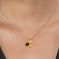 thumbnail image 3 of 925 Silver and 10K Yellow Gold Yellow Citrine and Green Chrome Diopside Pendant Necklace for Women (2.40 Cttw, Oval Checkerboard 8X6MM, 7X5MM and 6X4MM,  November Birthstone, with 18 inch Chain), 3 of 4